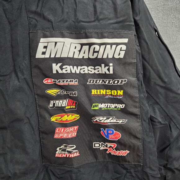 Monster x Kawasaki Boy Racing Jacket Large Black Fleece Lined Logo Full Zip Y2K - Picture 3 of 13